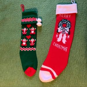 Set of 2 vintage Christmas stocking, knit